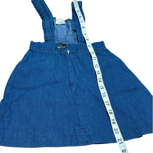 Rare Vintage 4T Girls 90s Cotton Denim Mushroom Embroidered Jumper Overall Dress - Picture 5 of 12